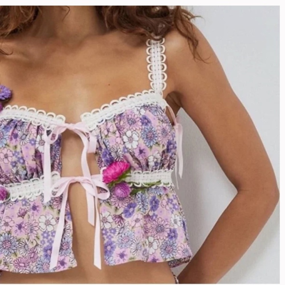 For Love & Lemons Purple Willow Floral Cami Tank Large NEW WITHOUT TAGS